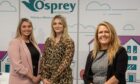l-r Osprey board apprentices Lauren Allan, of Barrett Developments, and Niamh Johnston, of Brodies, with Oprey CEO Stacy Angus.