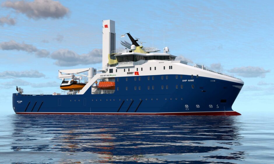 An artist's impression of Bibby's ultra-low emission service operation vessel, designed to reduce carbon emissions in Aberdeen's maritime sector.