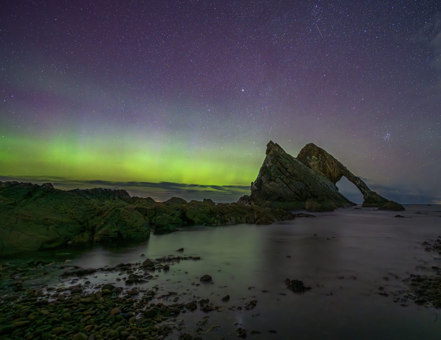 Northern Lights at Bow Fiddle Rock