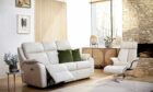 The G Plan Kingsbury suite in cream leather.