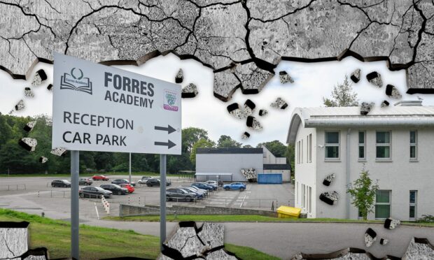 Work is ongoing to address concerns about the concrete at Forres Academy.. Forres . Image: Jason Hedges/ Design team