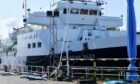 CalMac ferry MV Hebridean Isles drydocked in Aberdeen.
