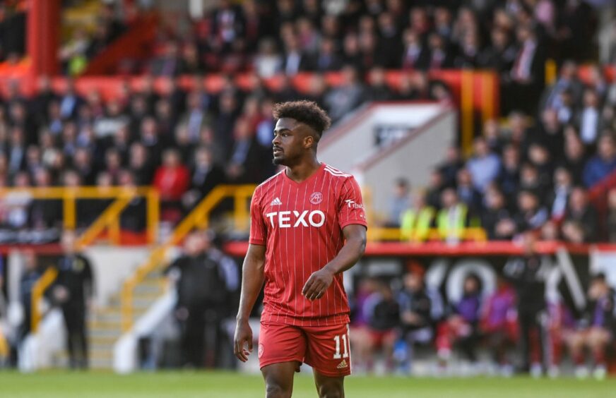 Luis 'Duk' Lopes on the pitch for Aberdeen