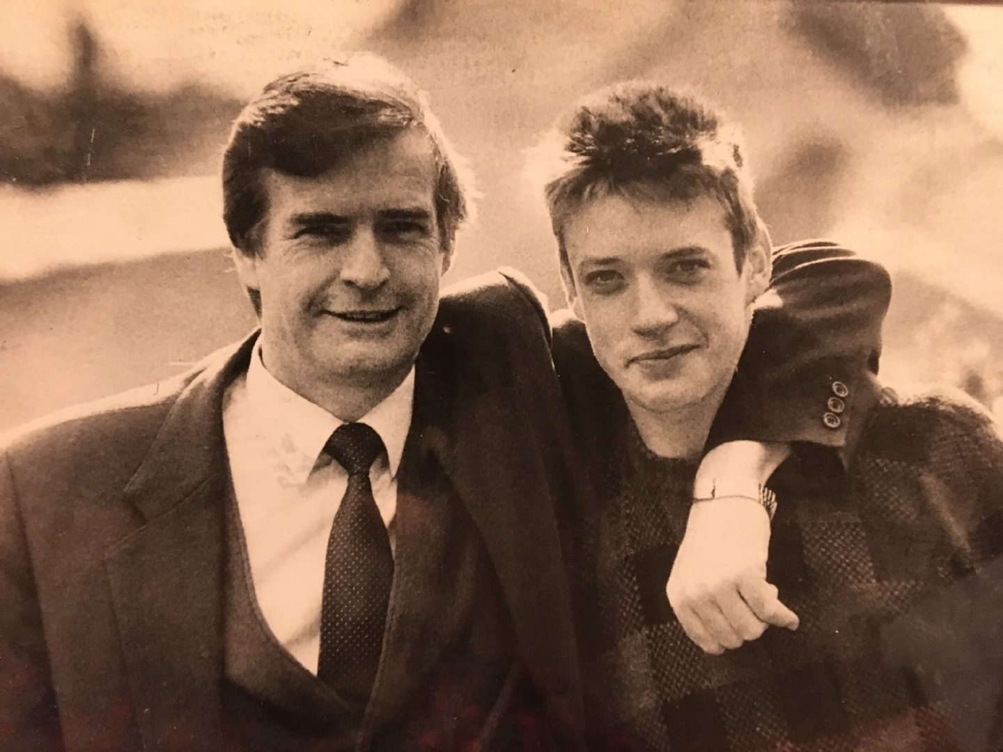 William McIlvanney, who was described as the "godfather of Tartan Noir" with his son Liam.