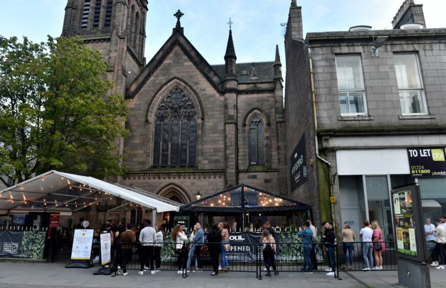 Soul Bar on Union Street in Aberdeen, with people queueing outside