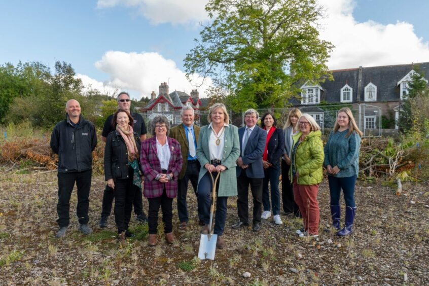 Pictured, from left: Morrison construction manager Michael Black, Councillor Louise McAllister, Morrison north-east managing director Mike Bruce, Aberdeenshire Council leader Gillian Owen, Councillor John Crawley, Provost of Aberdeenshire Judy Whyte, Formartine Area Committee chairman Iain Taylor, architect Ana Garcia, architectural technologist Astrid McLeod, Councillor Isobel Davidson and area committee officer Claire Young