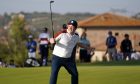 Team Europe's Robert MacIntyre celebrates on the 13th during at  Marco Simone Golf and Country Club in Rome. Image: PA.