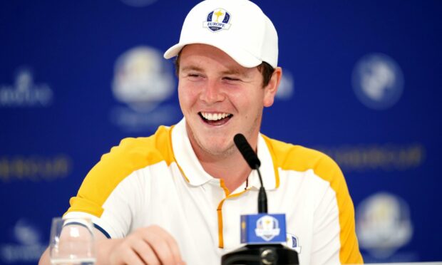 Team Europe's Robert MacIntyre during a press conference at the Marco Simone Golf and Country Club. Image: PA.