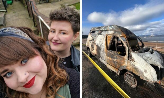 Ellie O'Brien (L) and Helena Harvey (R) were left without any transport or accommodation when their van caught fire.