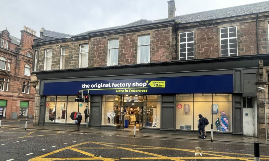 Exterior of the new Original Factory Shop located on Academy Street, Inverness.