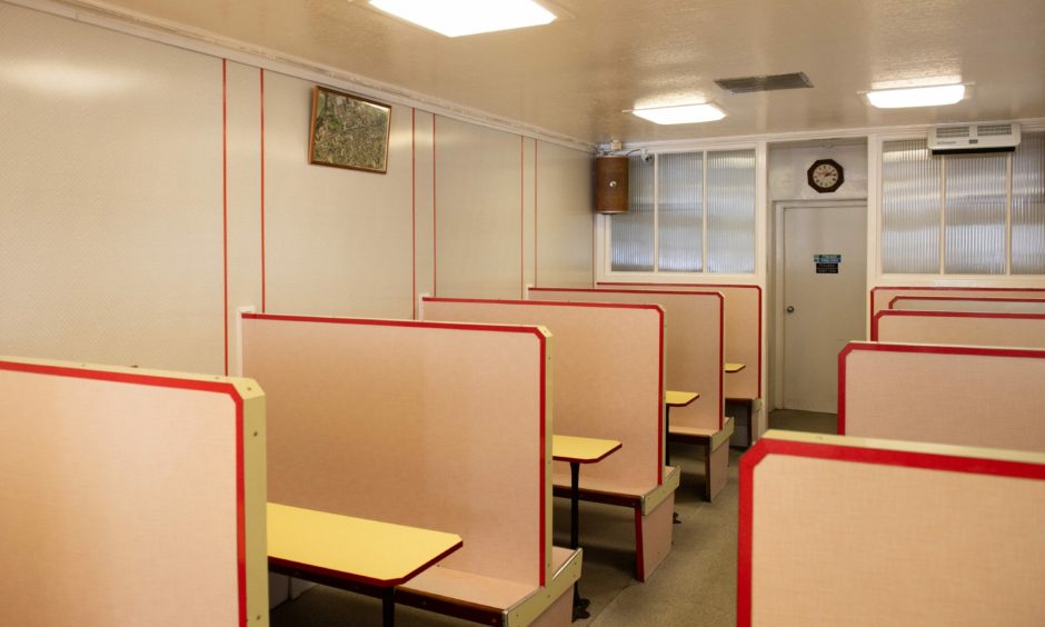 Back booths at Northern Fish Restaurant