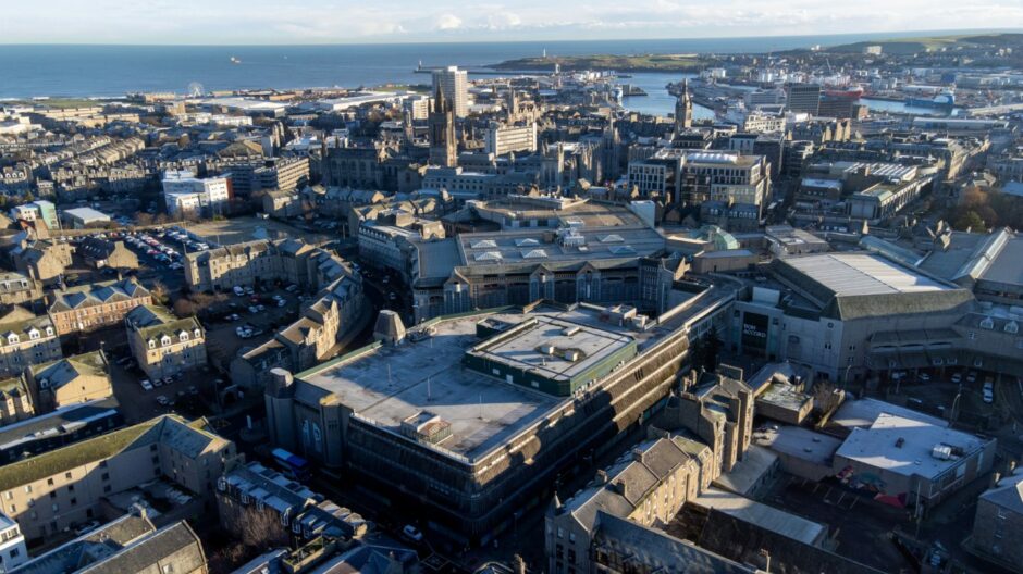 An birds eye view of Aberdeen and the George Street premises. 