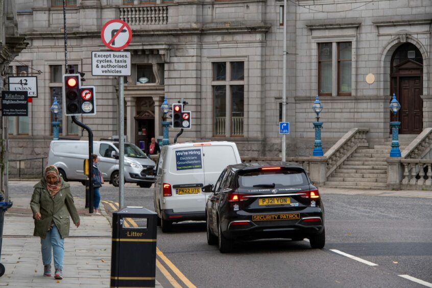 The busy junction at Union Terrace showing the new signage. 