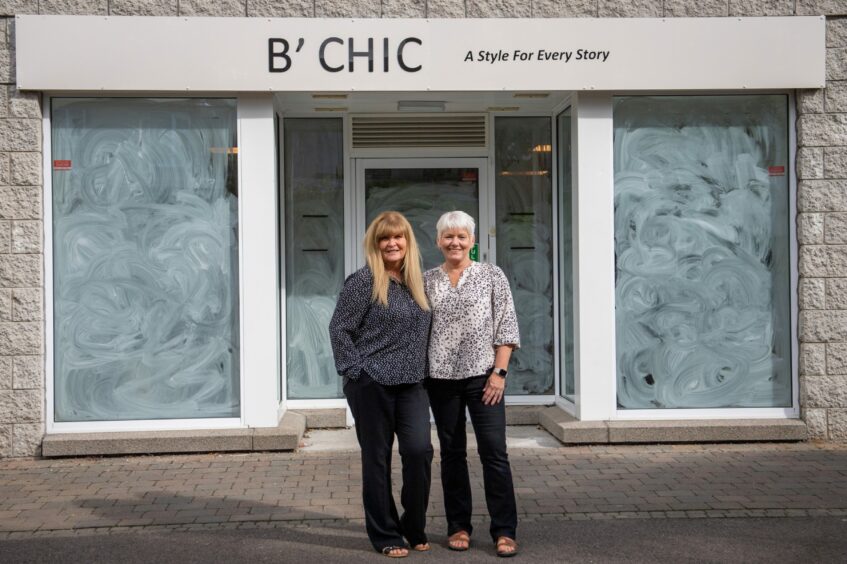 B' Chic owner Gail Frost with best friend and shop manager Shirley Watson in front of the store in Inverurie.