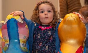Ellie Panton with some of the smaller hares.