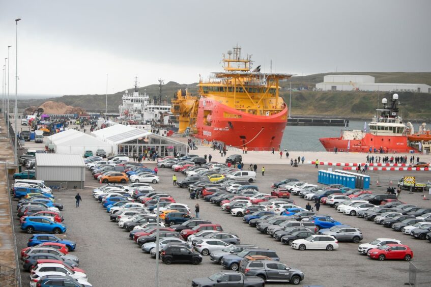 The cars parked at the South Harbour open day