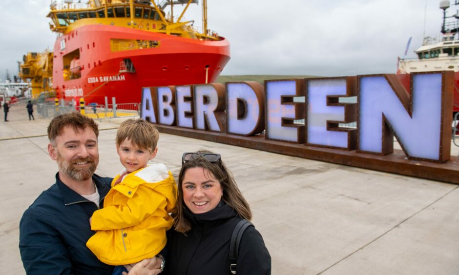 David and Megan Robb with son Finlay at the Port of Aberdeen's South Harbour open day.
