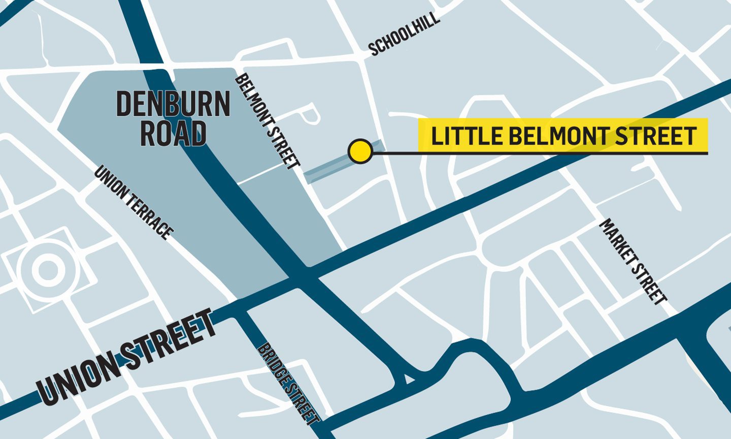 Map showing where Alistair Greig's office was in Aberdeen's Little Belmont Street for his business Midas Financial Solutions (Scotland) Ltd.