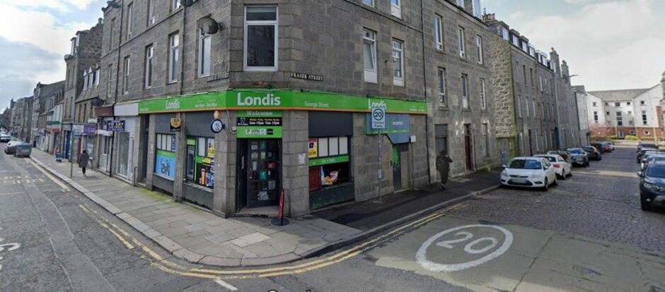 Exterior of the Londis store on George Street, Aberdeen, where Susan Fletcher stabbed a worker with a needle.