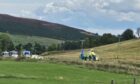 The scene of an accident near Huntly on the A920.