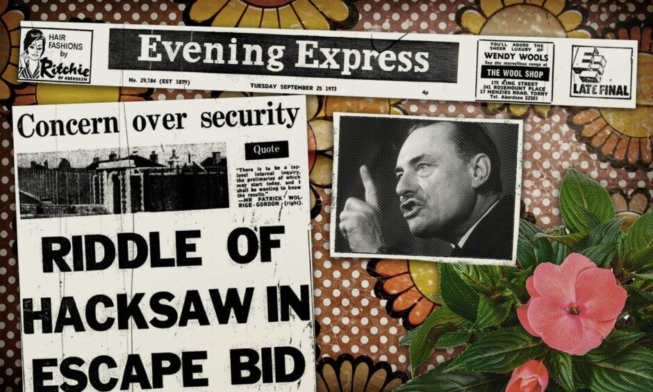 Bust-out at Peterhead Prison, a Busy Lizzie mystery and Enoch Powell was being inflammatory again. On This Day, Evening Express Sept 25, 1973. Image: DCT Design/ Shutterstock