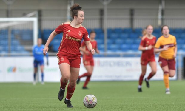 Aberdeen Women defender Madison Finnie in action during a SWPL match at Balmoral Stadium.