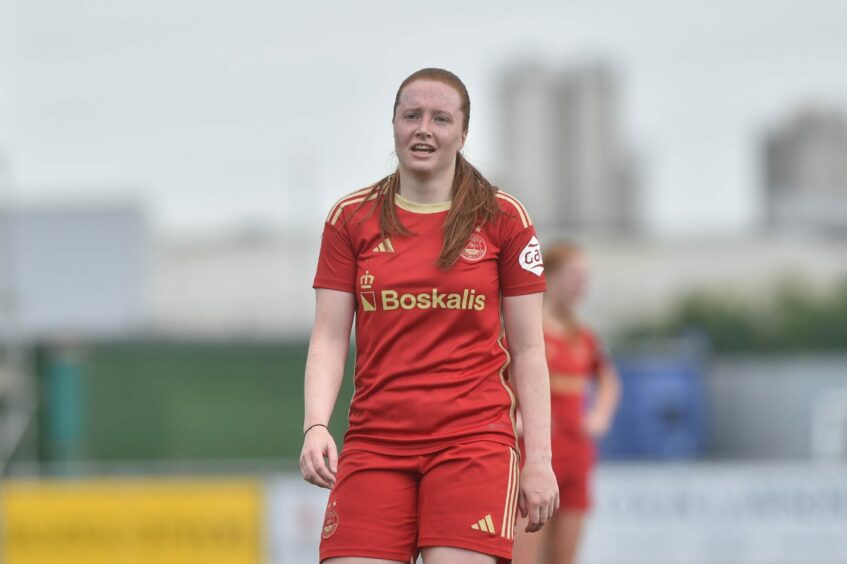 Aberdeen Women forward Hannah Stewart in a match at Balmoral Stadium.