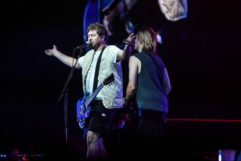 James Bourne addresses the Aberdeen audience during their tour