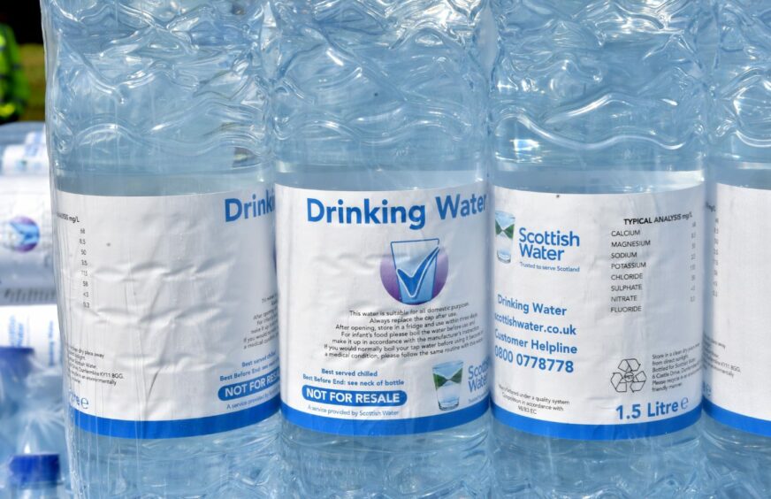 Bottled water delivered by Scottish Water to homes across South Uist.