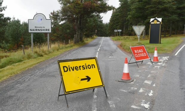 The A939 is closed to traffic due to serious damage to a bridge near Dava.