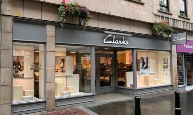 Outside of Clarks store in Inverness