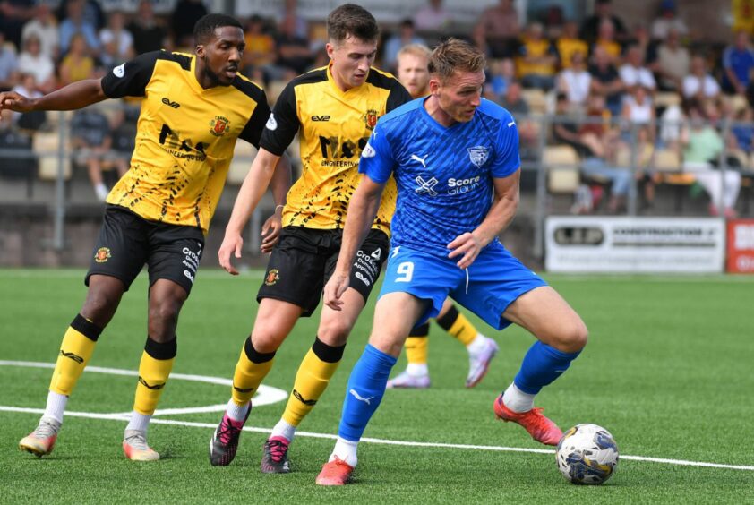 Peterhead striker Rory McAllister in action against Annan Athletic in a SPFL Trust Trophy match.