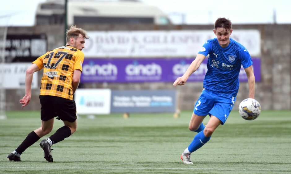 Danny Strachan in action for Peterhead on the opening day of the League Two season against East Fife.
