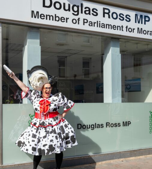 Miss Lossie Mouth poses for pictures at Moray Pride 2023. 