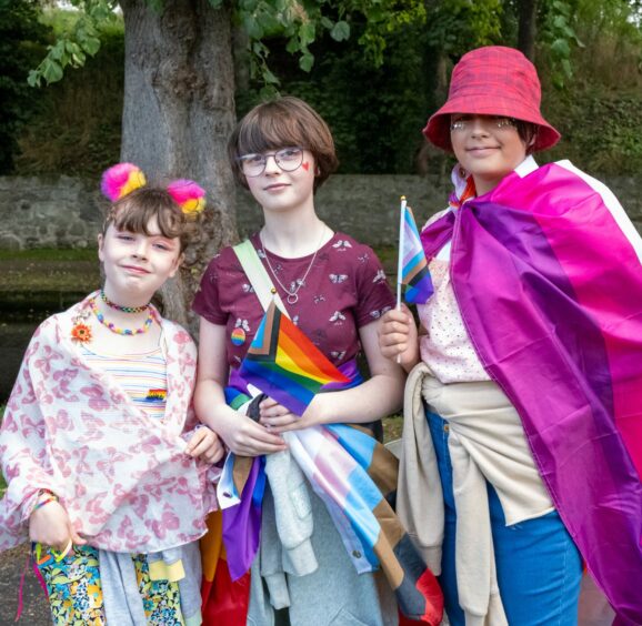 Revellers at Moray Pride 2023.