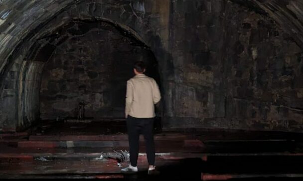Derry Alldritt in the vault underneath Union Street, Aberdeen, facing a wall that backs on to Union Terrace Gardens. Picture by Callum Main.