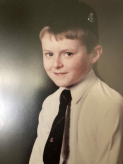 A young Russell Horne from Culter shown wearing his Peterculter pipe band uniform as a child.