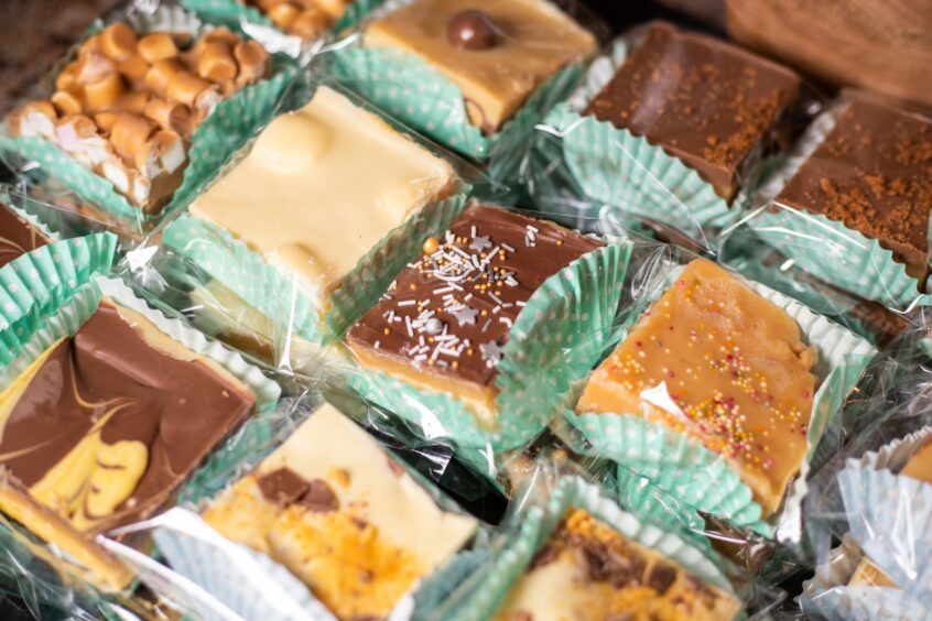 A selection of baked goods in plastic packaging
