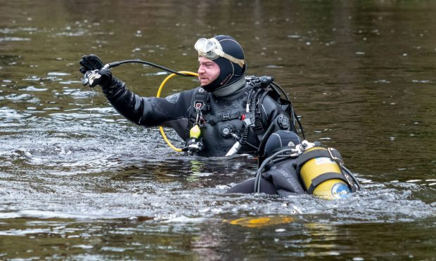 A diver in the River Don during a search for Hazel Nairn