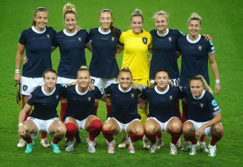 Scotland Women's starting XI against England.
