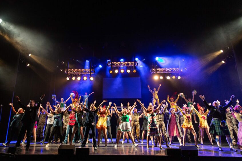 The cast of Starlight Musical Theatre on stage during the Sunshine on Leith show.