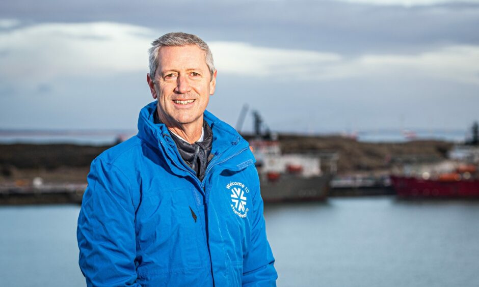 Chris Foy, of VisitAberdeenshire, at the new south harbour in Aberdeen.