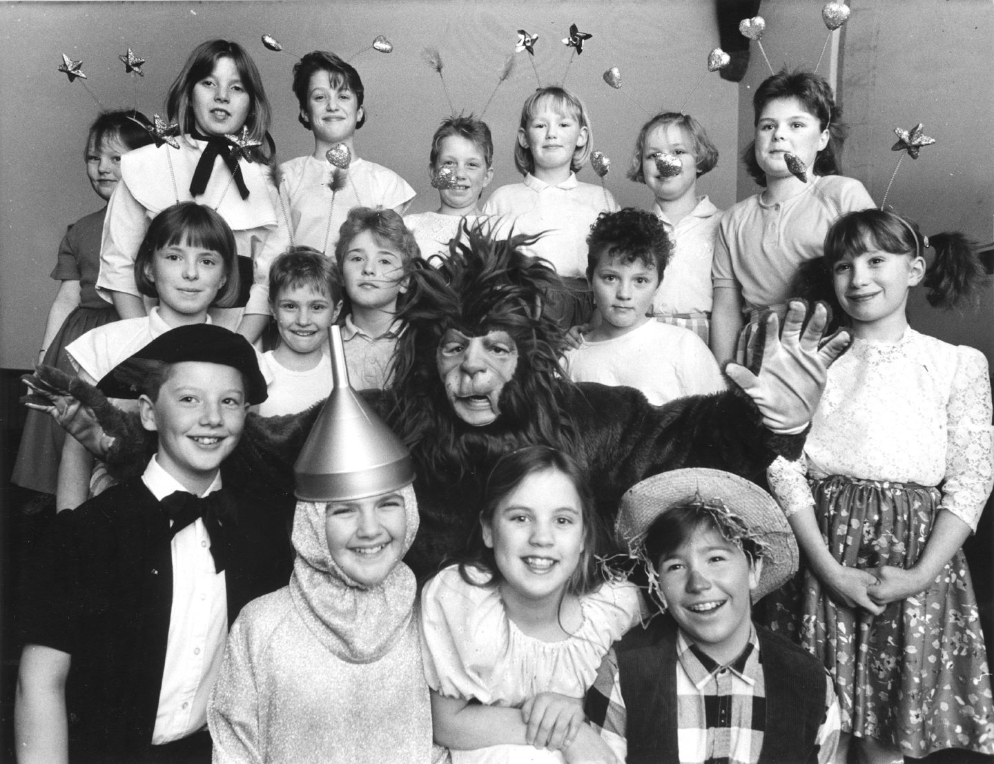 Pupils in costume ahead of their performance of the Wizard of Oz at the St Fittick's Church Hall in 1987.