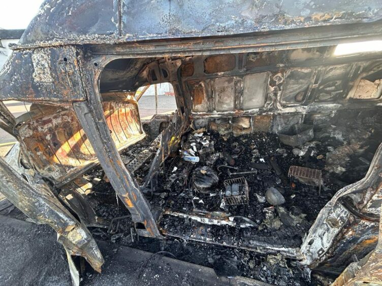 The campervan and most of the duo's belongings were destroyed.