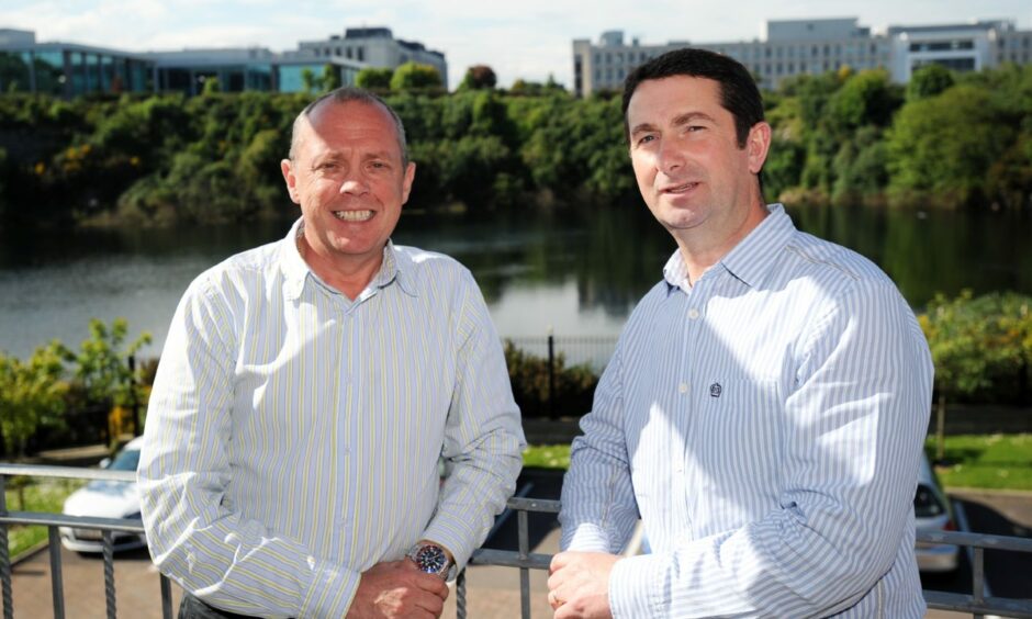 Sandy Whyte (left) and Hugh Black pictured at Rubislaw Quarry when they bought it in 2010.