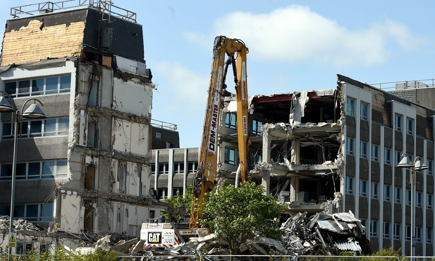 Silverburn House demolition taking place.