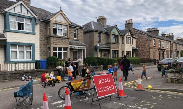 Charles Street was closed for two hours to allow children to play. Image: Emily Williams