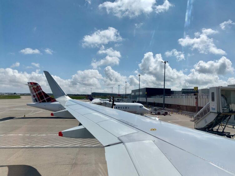 Window view of the terminal on a sunny day in Aberdeen.