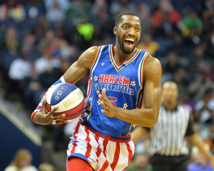 Chandler 'Bulldog' Mack on the court for the Harlem Globetrotters, who will be coming to Aberdeen