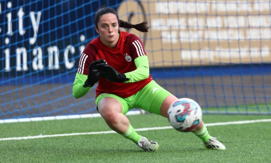 Goalkeeper Faye Kirby in action during her loan spell with Aberdeen Women.